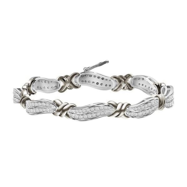0012885 ladies bracelet 2 ct round diamond 10k white gold