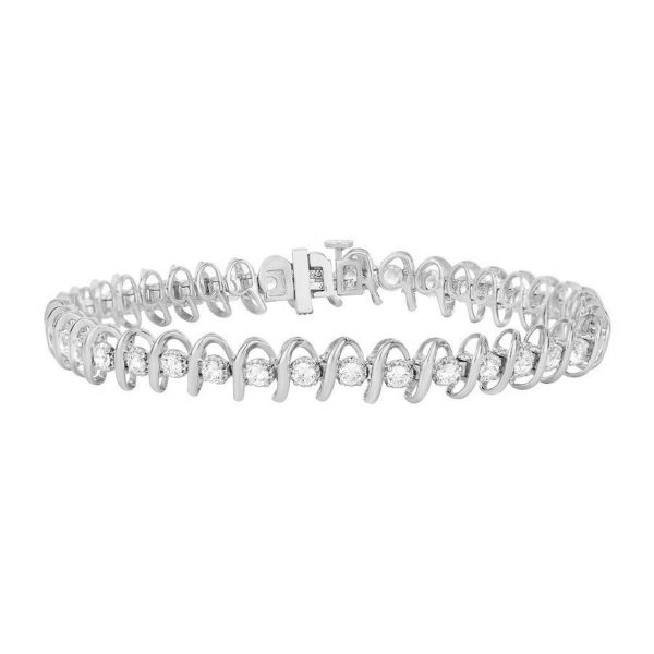 0012964 ladies bracelet 3 ct round diamond 10k white gold