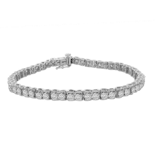 0012966 ladies bracelet 1 ct round diamond 10k white gold