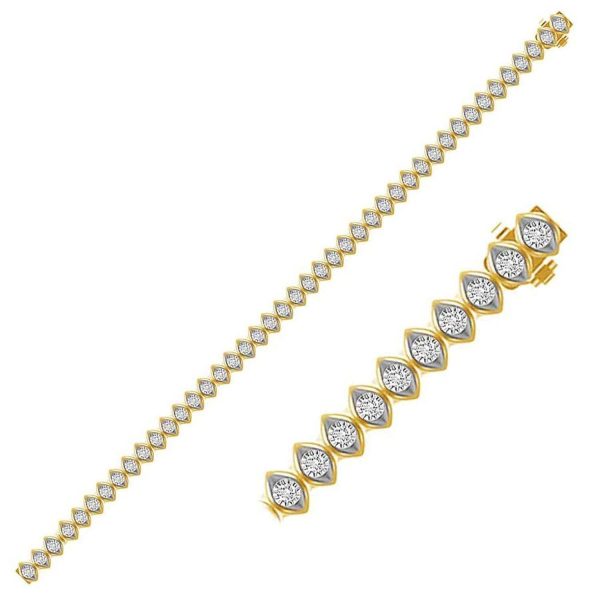 0012968 ladies bracelet 1 ct round diamond 10k yellow gold