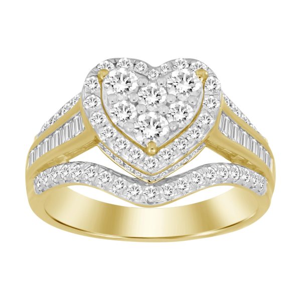 0013363 ladies ring 1 ct roundbaguette diamond 10k yellow gold