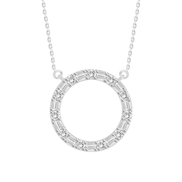 0013816 ladies necklace 15 ct roundbaguette diamond 10k white gold
