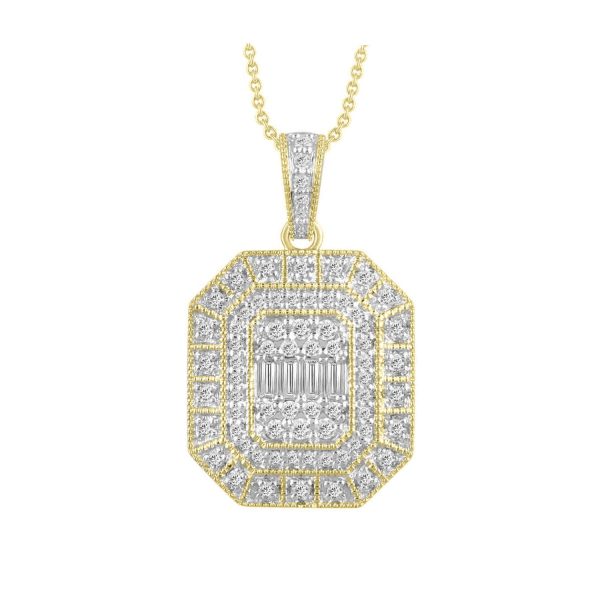 0014780 ladies pendant 12 ct roundbaguette diamond 10k yellow gold