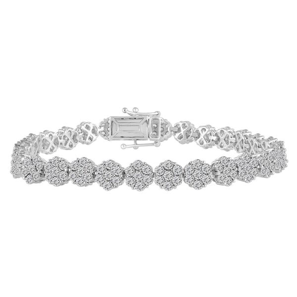 0014886 ladies bracelet 2 ct round diamond 10k white gold