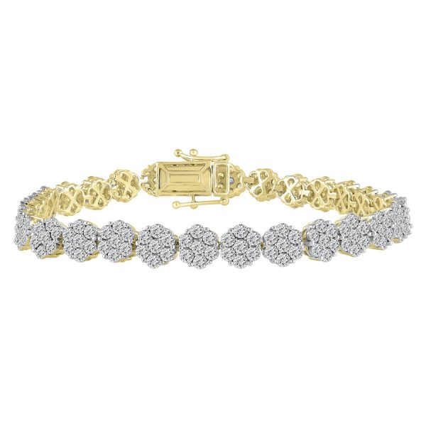 0014887 ladies bracelet 2 ct round diamond 10k yellow gold