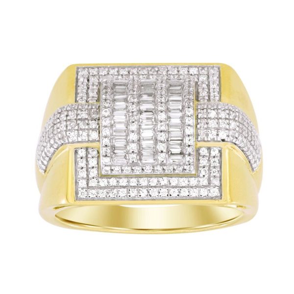 0015523 mens ring 1 ct roundbaguette diamond 10k yellow gold