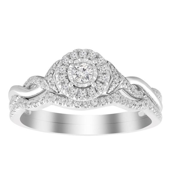 0015856 ladies bridal ring set 13 ct round diamond 14k white gold