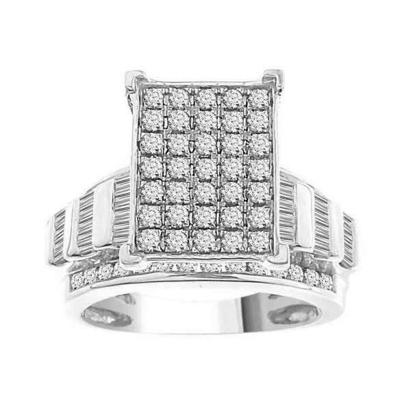 0015971 ladies ring 1 12 ct roundbaguette diamond 14k white gold