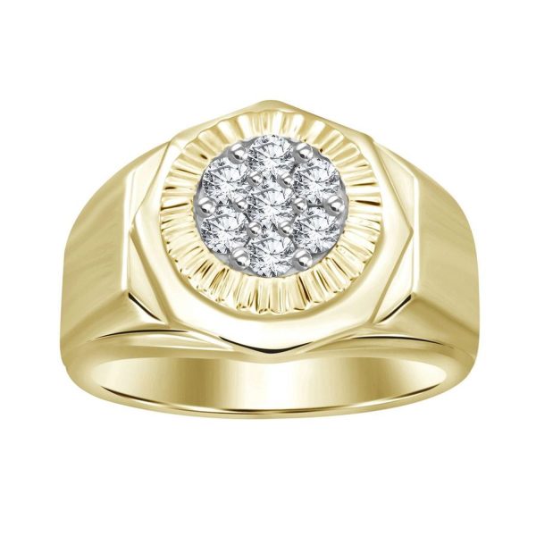 0017203 mens ring 12 ct round diamond 10k yellow gold