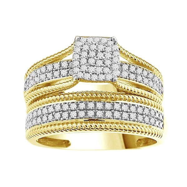 0017306 ladies bridal ring set 13 ct round diamond 10k yellow gold
