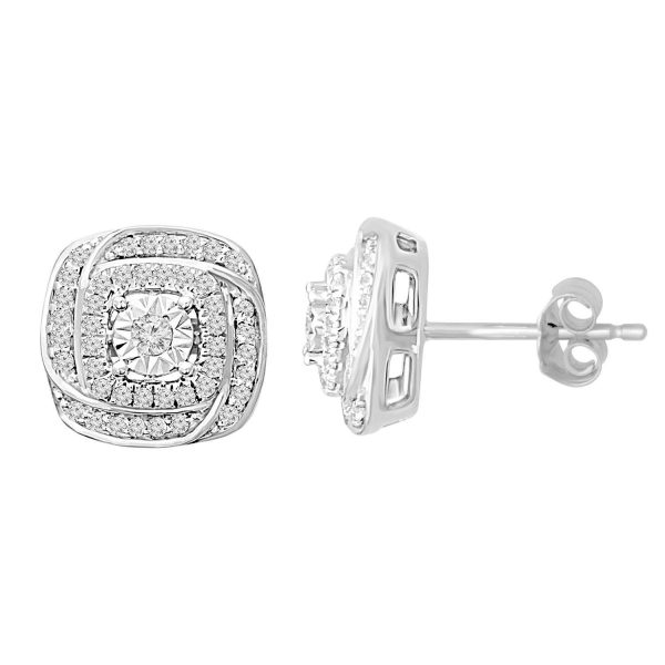 0017317 ladies earrings 14 ct round diamond 10k white gold