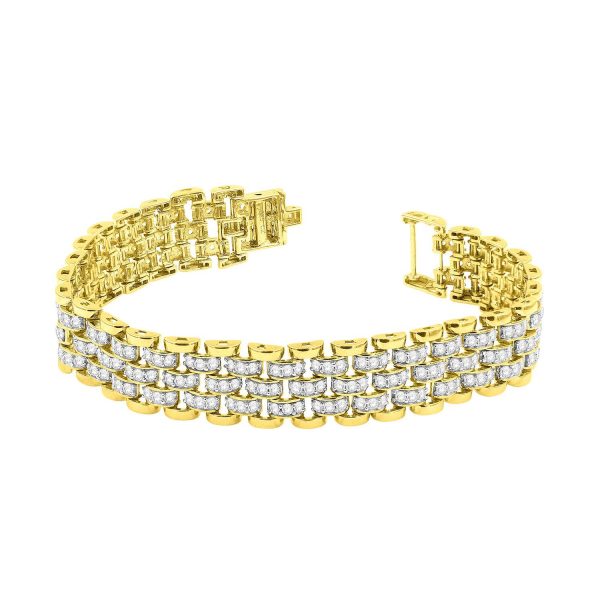 0018052 mens bracelet 7 ct round diamond 10k yellow gold