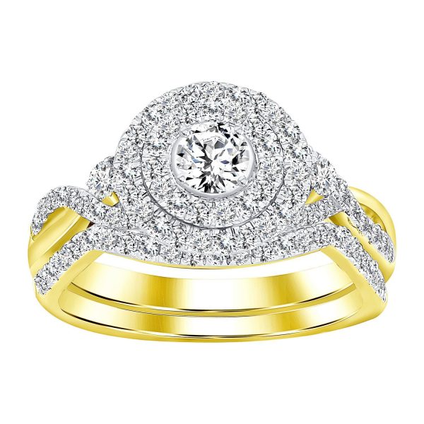 0018507 ladies bridal ring set 34 ct roundprincess diamond 14k yellow gold