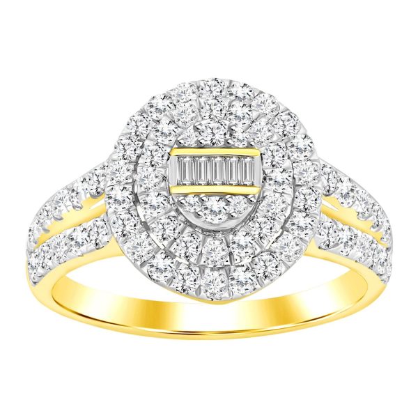 0018819 ladies ring 34 ct roundbaguette diamond 10k yellow gold