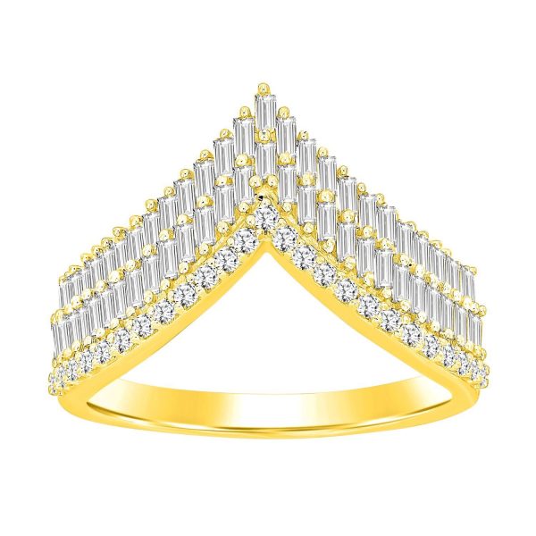 0018852 ladies ring 12 ct roundbaguette diamond 14k yellow gold