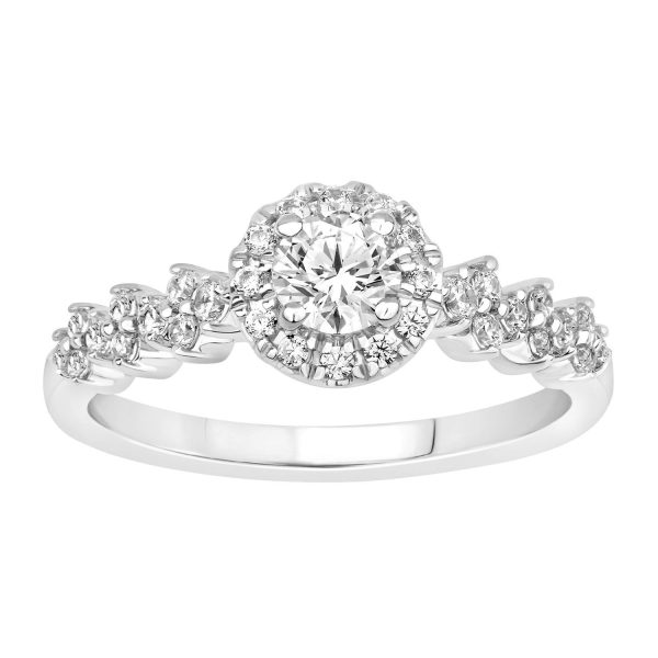 0019146 ladies ring 1 ct round diamond 14k white gold center 34 si quality