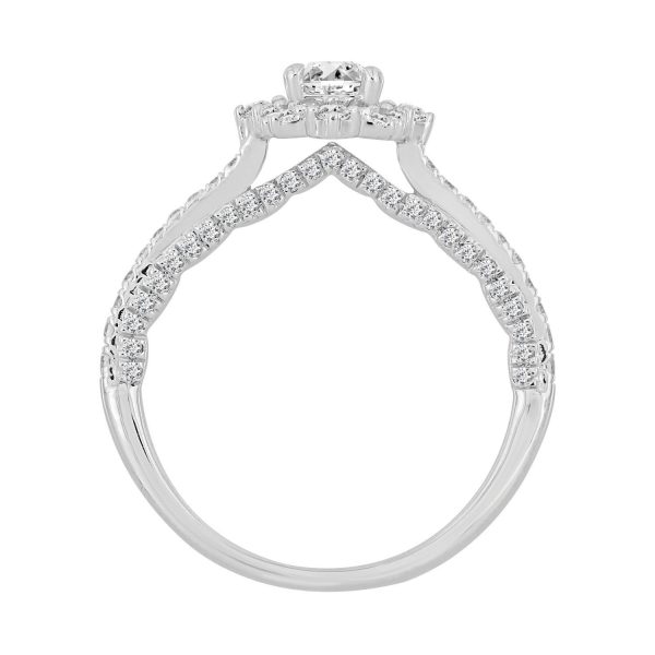 0019178 ladies ring 1 ct roundemerald diamond 14k white gold center 12 si quality