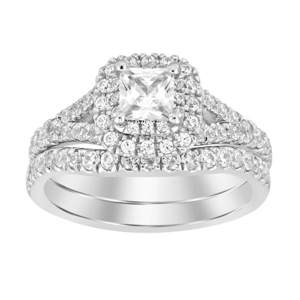 0019201 ladies bridal ring set 1 12 ct roundprincess diamond 14k white gold center 12 si quality