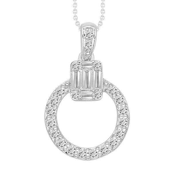 0019277 ladies pendant 14 ct roundbaguette diamond 10k white gold