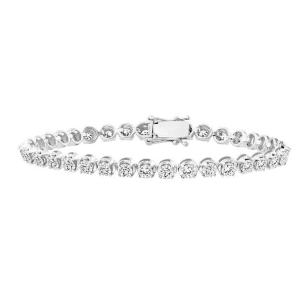 0019356 ladies bracelet 3 ct round diamond 10k white gold