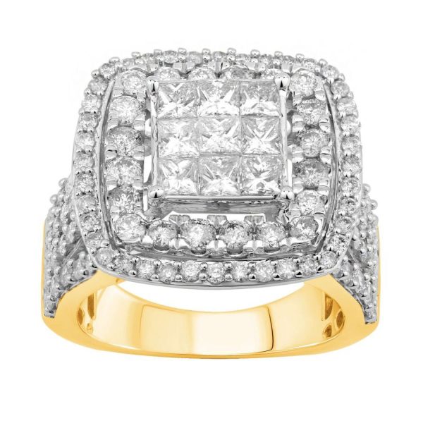 0019440 ladies ring 3 ct roundprincess diamond 10k yellow gold