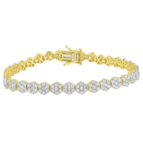 0019584 ladies bracelet 2 ct round diamond 14k yellow gold