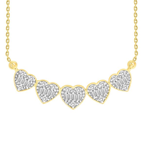 0020184 ladies necklace 14 ct roundbaguette diamond 14k yellow gold
