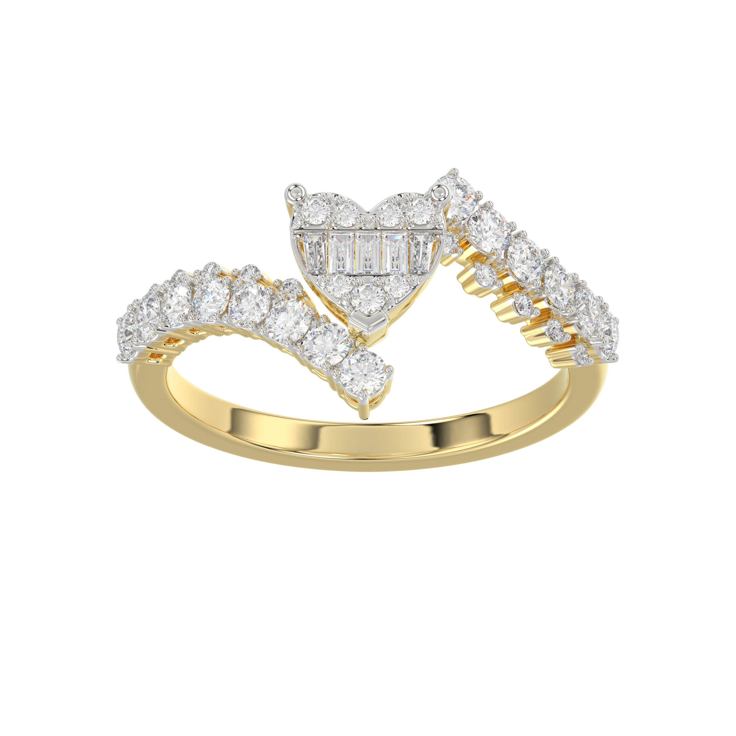 LADIES RING 0.65CT ROUND/BAGUETTE DIAMOND 14K YELLOW GOLD 1 LADIES RING 0.65CT ROUND/BAGUETTE DIAMOND 14K YELLOW GOLD - Image 1