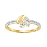 Elegance Ladies Round Diamond Cluster Fashion Ring In 10K Yellow Gold ’ Marquise Design