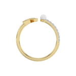 Stylish 10K Yellow Gold Ladies Ring Featuring Letter “R”, Luminous Pearl, And Round Diamond Accents. A Delicate 0.10Ct Fine Jewelry Piece. - Image 2