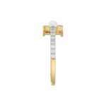 Stylish 10K Yellow Gold Ladies Ring Featuring Letter “R”, Luminous Pearl, And Round Diamond Accents. A Delicate 0.10Ct Fine Jewelry Piece. - Image 3