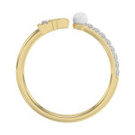 Stylish 10K Yellow Gold Ladies Ring Featuring Letter “H”, Luminous Pearl, And Round Diamond Accents. A Delicate 0.10Ct Fine Jewelry Piece. - Image 2