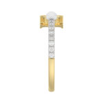 Stylish 10K Yellow Gold Ladies Ring Featuring Letter “H”, Luminous Pearl, And Round Diamond Accents. A Delicate 0.10Ct Fine Jewelry Piece. - Image 3