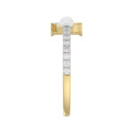 Stylish 10K Yellow Gold Ladies Ring Featuring Letter “P”, Luminous Pearl, And Round Diamond Accents. A Delicate 0.10Ct Fine Jewelry Piece. - Image 3
