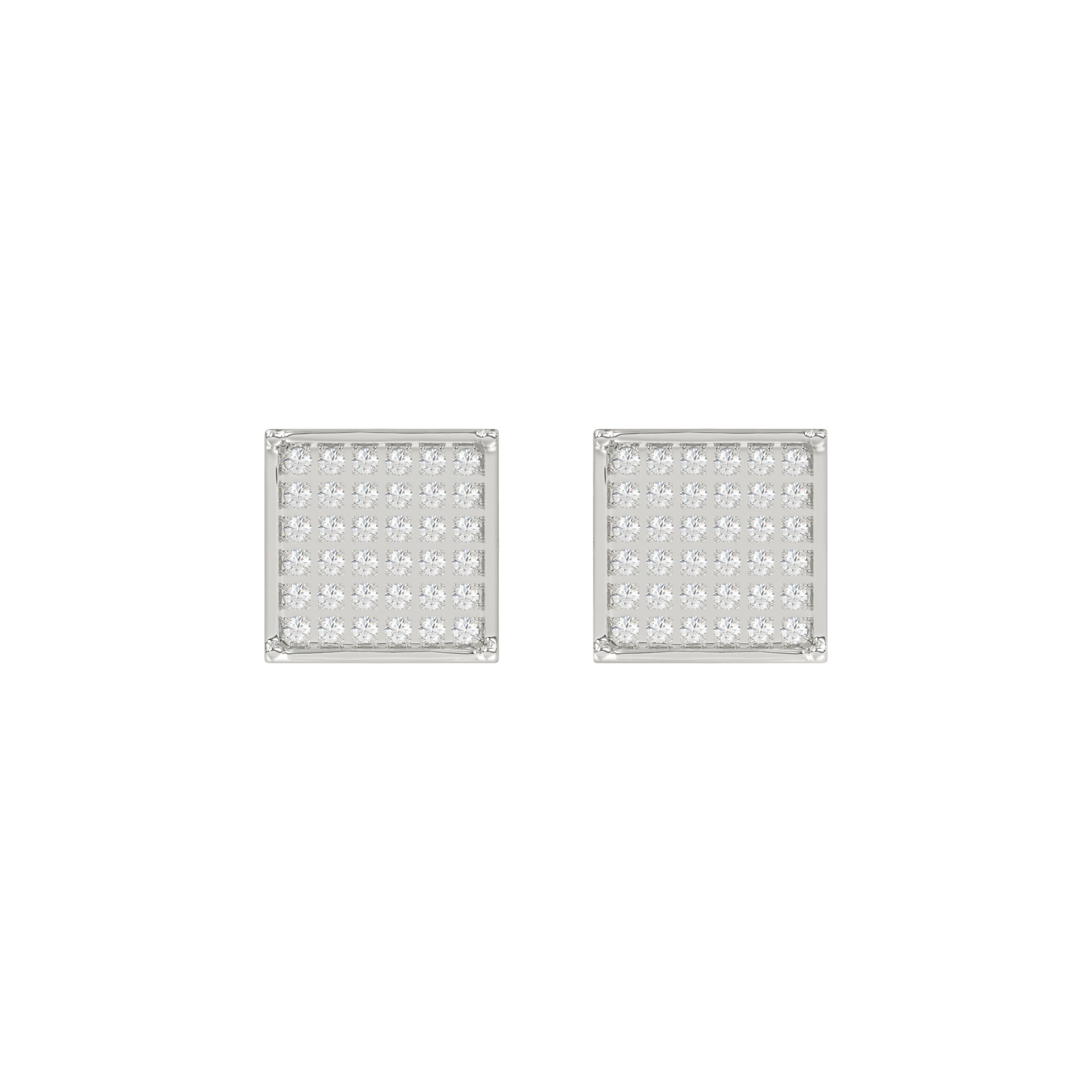 Sterling Silver White 0.25CT Round Diamond Yuva Square Cluster Earrings Women�S Fine Jewelry 1 Sterling Silver White 0.25CT Round Diamond Yuva Square Cluster Earrings Women�S Fine Jewelry - Image 1
