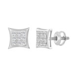 Sterling Silver Diamond Yuva Stud Earrings For Women 0.05 Ct Round Cut Minimal Everyday Earrings - Image 2