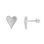 Sterling Silver Heart Shaped Diamond Stud Earrings For Women 0.13 Ct Round Cut Elegant Ladies Earrings - Image 2