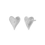 Sterling Silver Heart Shaped Diamond Stud Earrings For Women 0.13 Ct Round Cut Elegant Ladies Earrings - Image 3