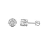 Ladies Sterling Silver 0.05Ct Round Diamond Fashion Earrings Classic Ladies Diamond Jewelry - Image 2