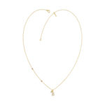 Stylish 10K Yellow Gold Ladies “B” Letter Necklace Featuring Round Ruby Diamonds And Pearl Accents. A Delicate And Personalized Fine Jewelry - Image 3