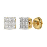 LADIES EARRING 0.25CT ROUND DIAMOND 10K YELLOW GOLD - Image 3