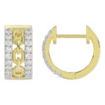 Beautiful 10K Yellow Gold Ladies Hoop Earrings With Sparkling 0.25 Ct Round Diamonds. A Classic And Elegant Fashion Jewelry Design. - Image 2