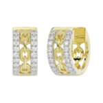Beautiful 10K Yellow Gold Ladies Hoop Earrings With Sparkling 0.25 Ct Round Diamonds. A Classic And Elegant Fashion Jewelry Design. - Image 3