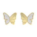 LADIES EARRINGS 0.16CT ROUND DIAMOND 10K YELLOW GOLD