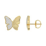 LADIES EARRINGS 0.16CT ROUND DIAMOND 10K YELLOW GOLD - Image 2