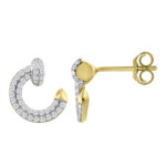 LADIES EARRINGS 0.30CT ROUND DIAMOND 10K YELLOW GOLD - Image 2