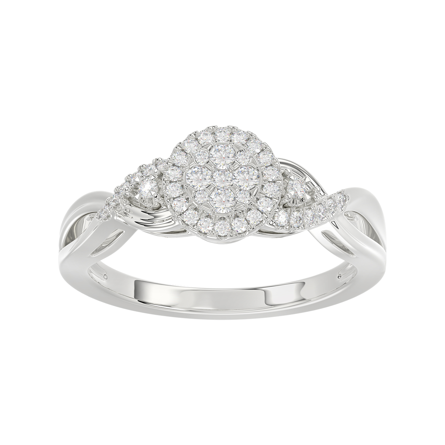 Sterling Silver 0.25Ct Round Diamond Halo Cluster Ring For Women Engagement Promise Ring Gift For Her 1 Sterling Silver 0.25Ct Round Diamond Halo Cluster Ring For Women Engagement Promise Ring Gift For Her - Image 1