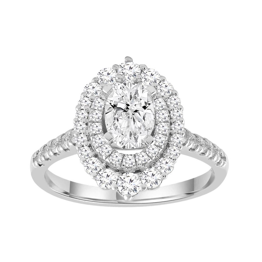 LADIES RING SEMI MOUNT 0.75CT ROUND DIAMOND 14K WHITE GOLD (CENTER STONE 1.00CT OVAL DIAMOND) 1 19483445 245715W AB 32853