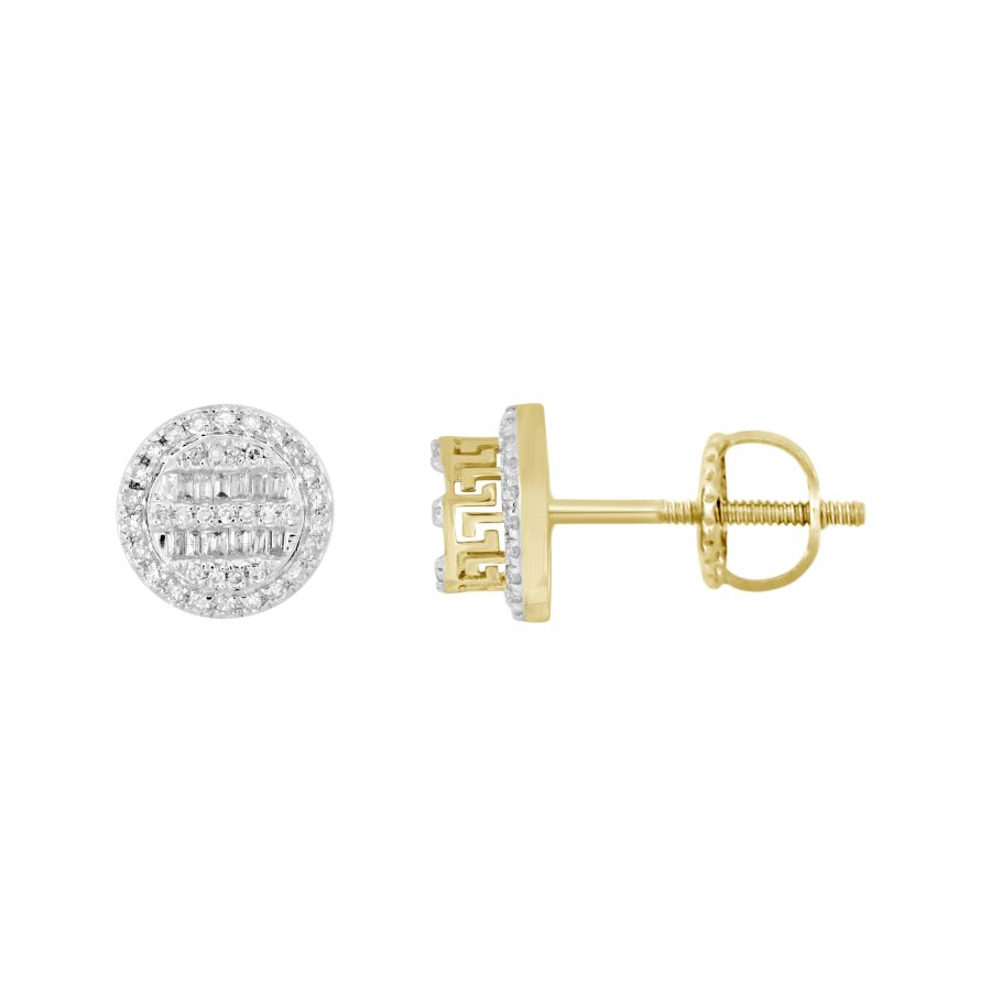 LADIES EARRINGS 0.33CT ROUND/BAGUETTE DIAMOND 10K YELLOW GOLD 1 LADIES EARRINGS 0.33CT ROUND/BAGUETTE DIAMOND 10K YELLOW GOLD - Image 1