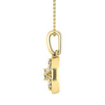 LADIES PENDANT WITH CHAIN 0.20CT ROUND/BAGUETTE DIAMOND 10K YELLOW GOLD - Image 3